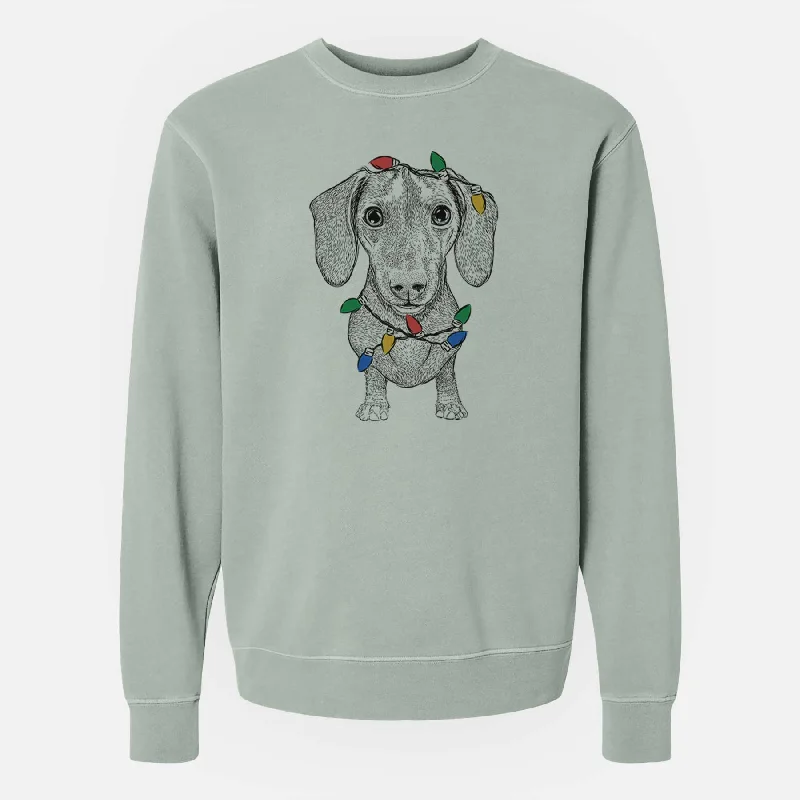 Don't Miss Christmas Lights Ernie the Mini Dachshund - Unisex Pigment Dyed Crew Sweatshirt
