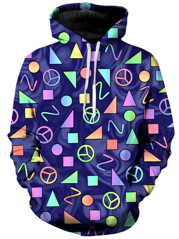 Bargain Prices Retro Shapes Peace Symbols Blue Unisex Hoodie