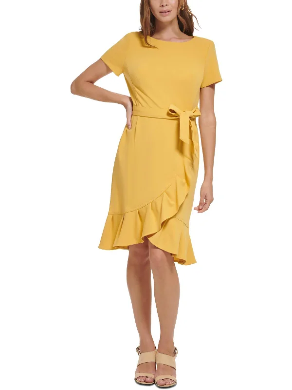 Midnight Madness Womens Crepe Midi Wear to Work Dress