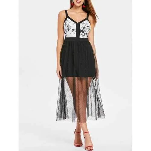 Bargain Blast Color Block Casual Open Back Dress - Black L
