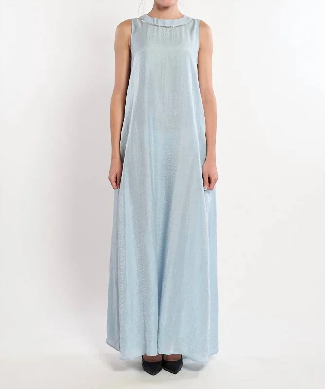 Price Blitz Long Dress With Neck Detail In Light Blue