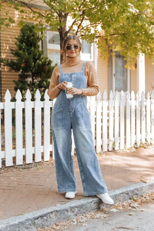 Price Reduction Georgia Wide Leg Denim Overalls