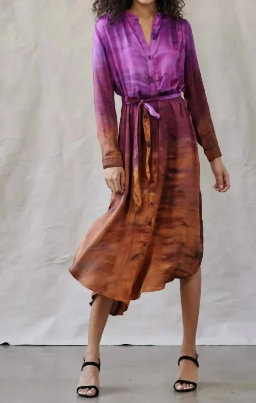 Closeout Flowy Hem Maxi Dress In Brandy Horizon Dye