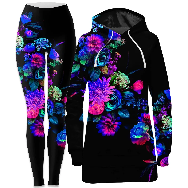 Limited Time Offer Darkest Bloom Hoodie Dress and Leggings Combo