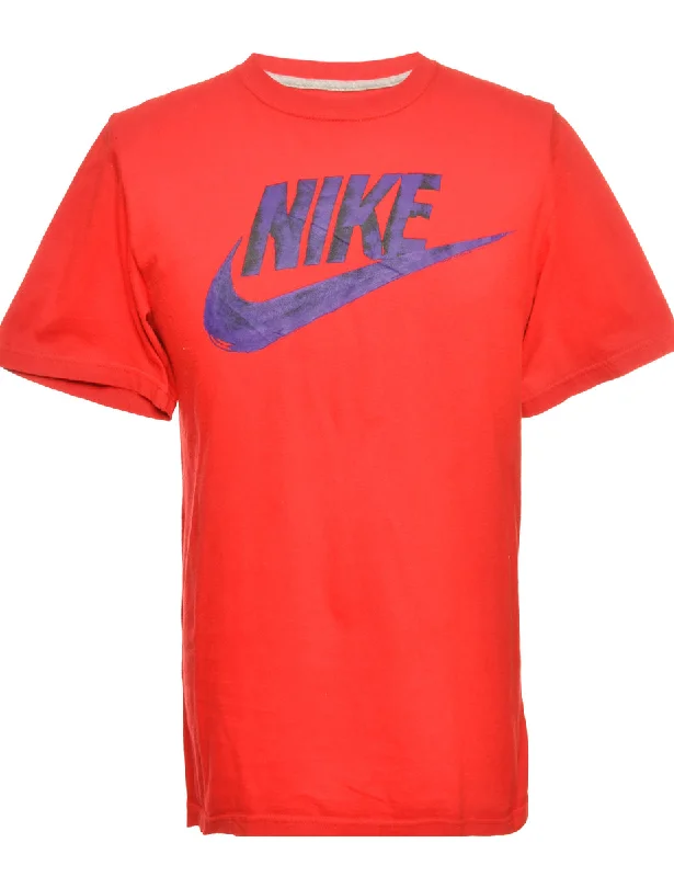 Overstock Red Nike Printed T-shirt - L