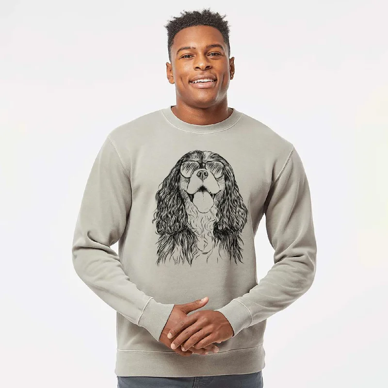 Deal Zone Aviator Brandy the Cavalier King Charles Spaniel - Unisex Pigment Dyed Crew Sweatshirt