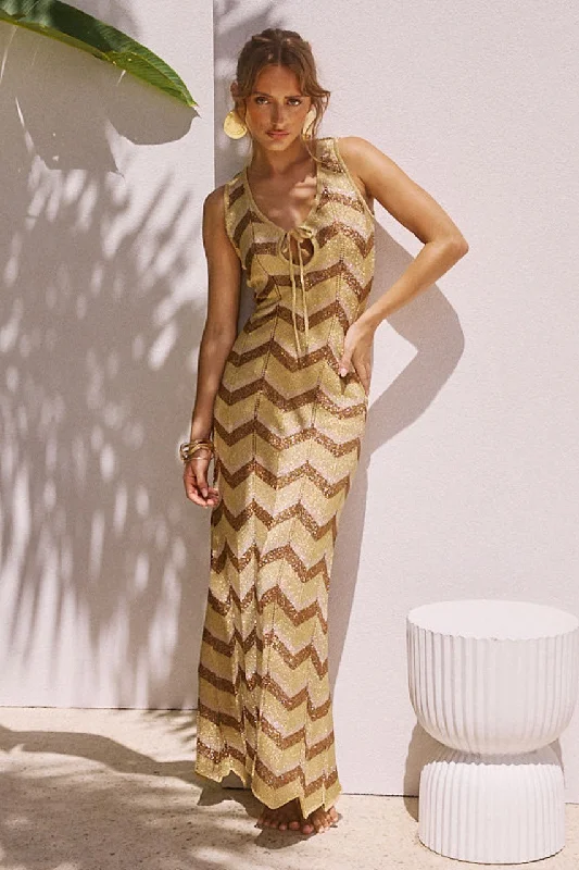 Big Discounts ARIA MAXI DRESS - GOLD MULTI