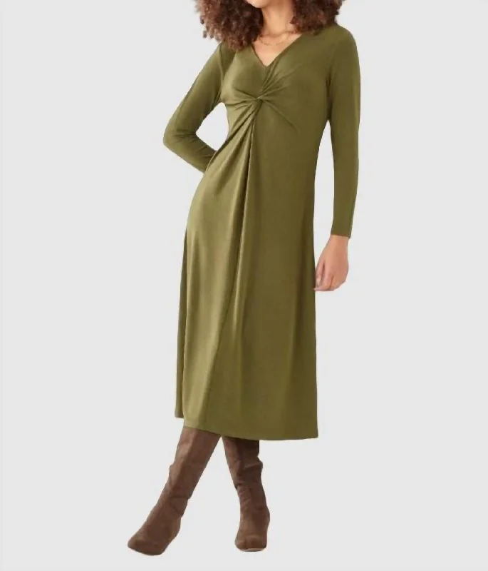 Deal Zone Nash Twist Dress In Olive