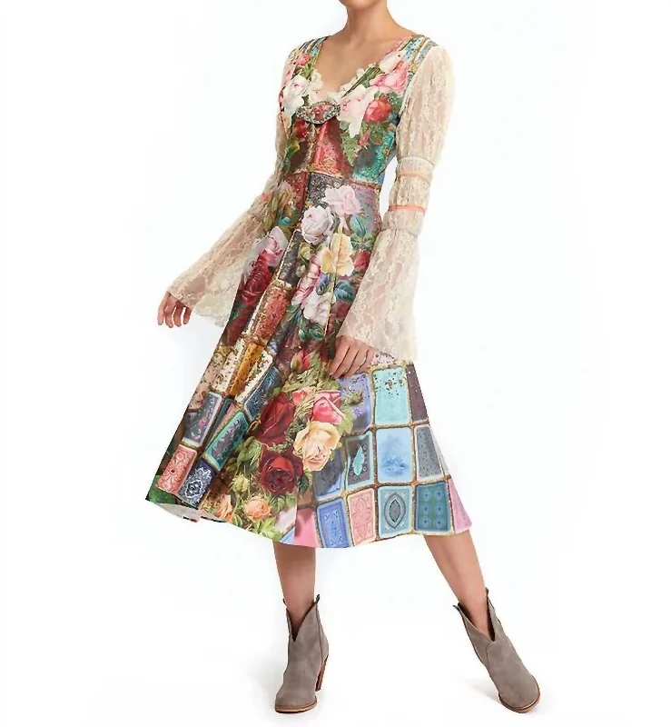Discount Days Fortune In Flowerland Midi Dress In Card