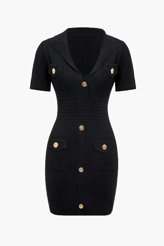 Buy Now Button Pocket V-Neck Midi Dress