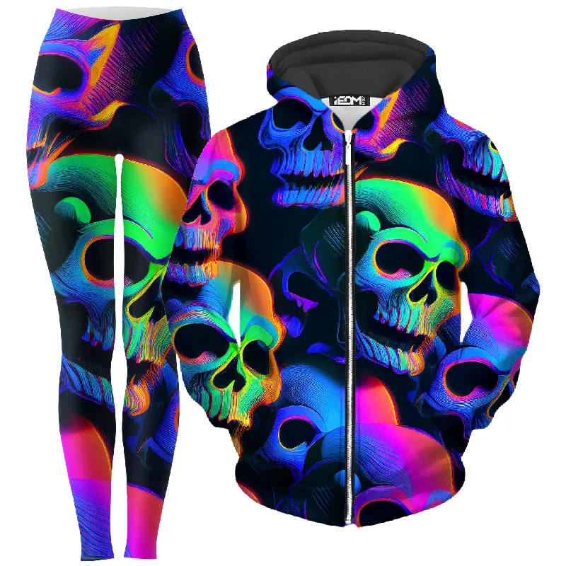 Hot Deal Psychedelic Nightmare Zip-Up Hoodie and Leggings Combo