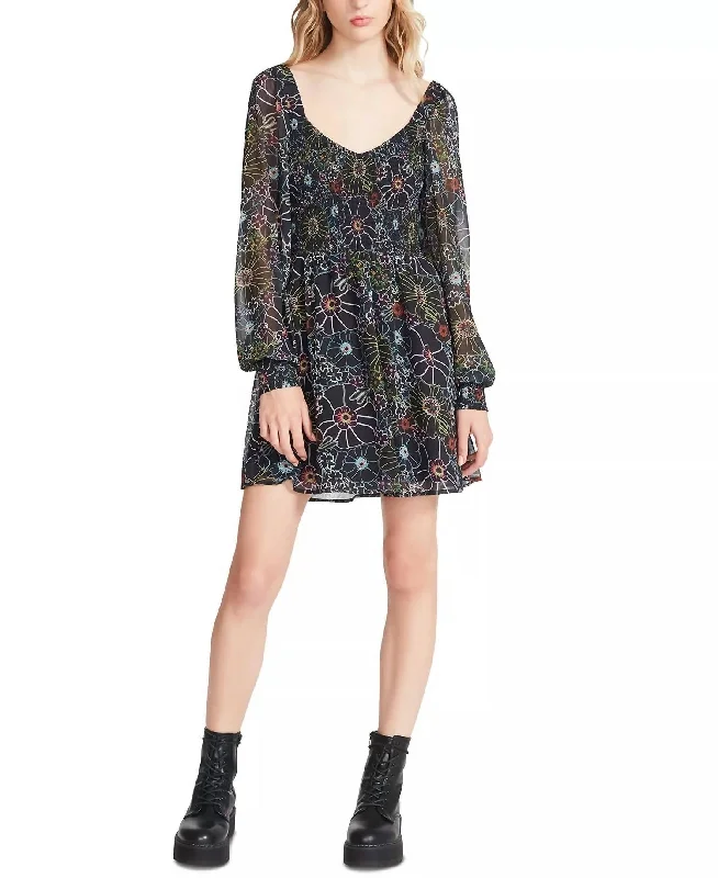 Don’t Miss Out Color Me Lucky Mini Dress In Black Multi