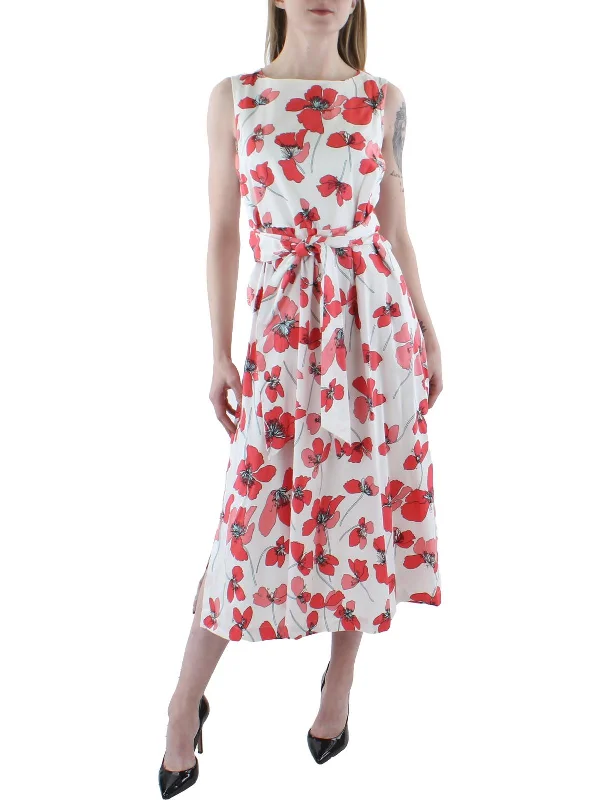 Exclusive Savings Womens Floral Belted Midi Dress