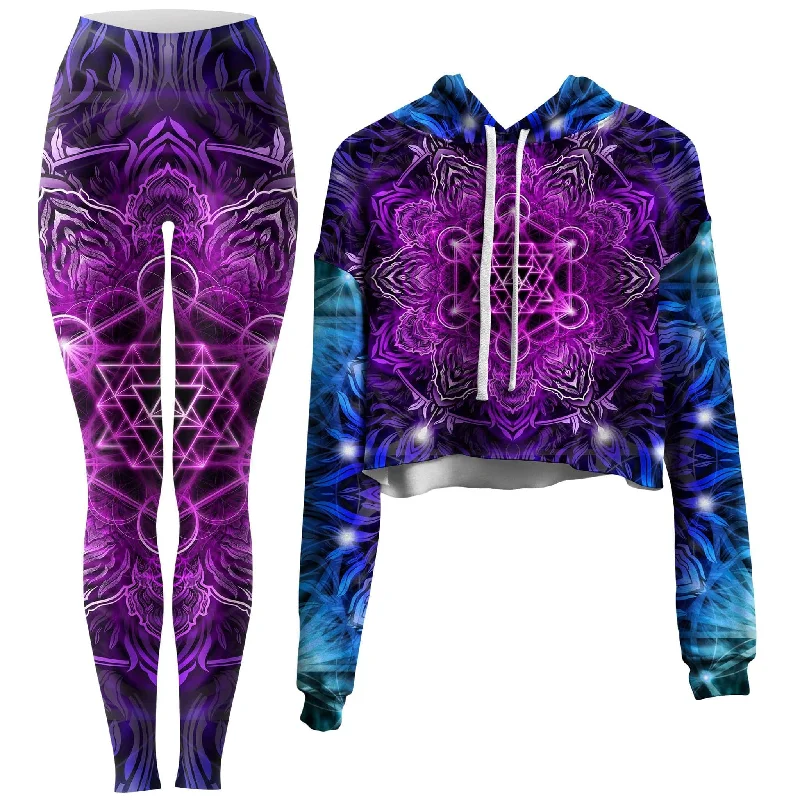 Discount Extravaganza Merkabah Tundra Crop Hoodie and Leggings Combo