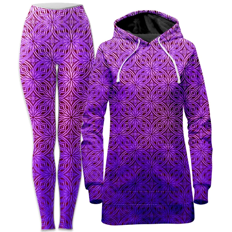 Best Bargains Psy Mosik Magenta Hoodie Dress and Leggings Combo