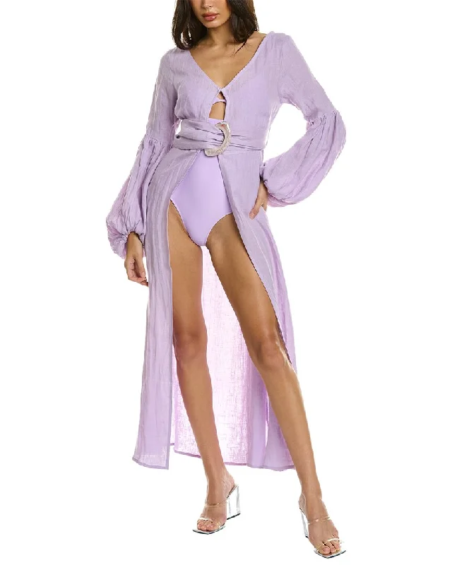 Seasonal Clearance SHANI SHEMER Jaclyn Linen Robe Maxi Dress