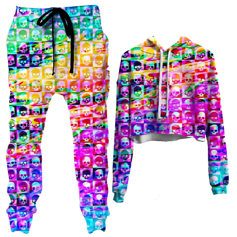 Year-End Sale Skull Fam Purple Crop Hoodie and Joggers Combo