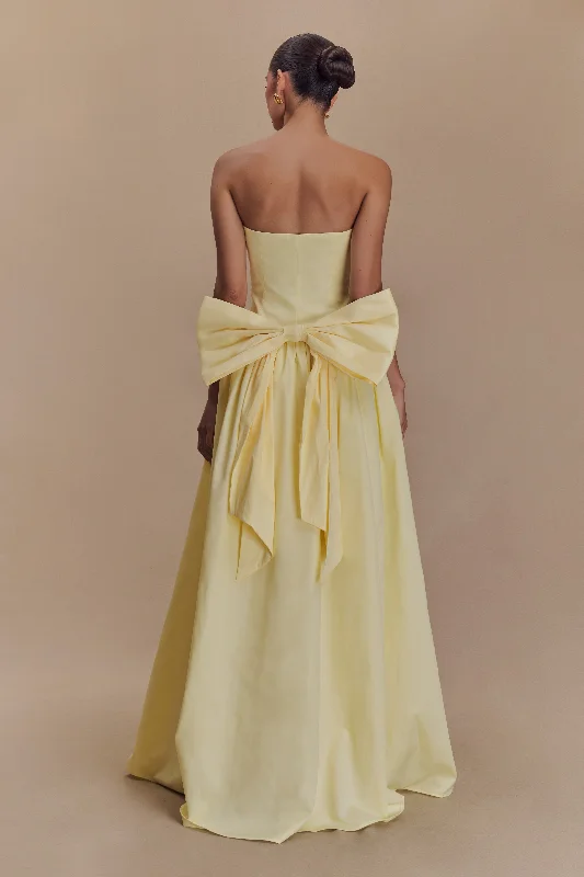 Season Finale Sale Frances Strapless Bow Maxi Dress - Lemon