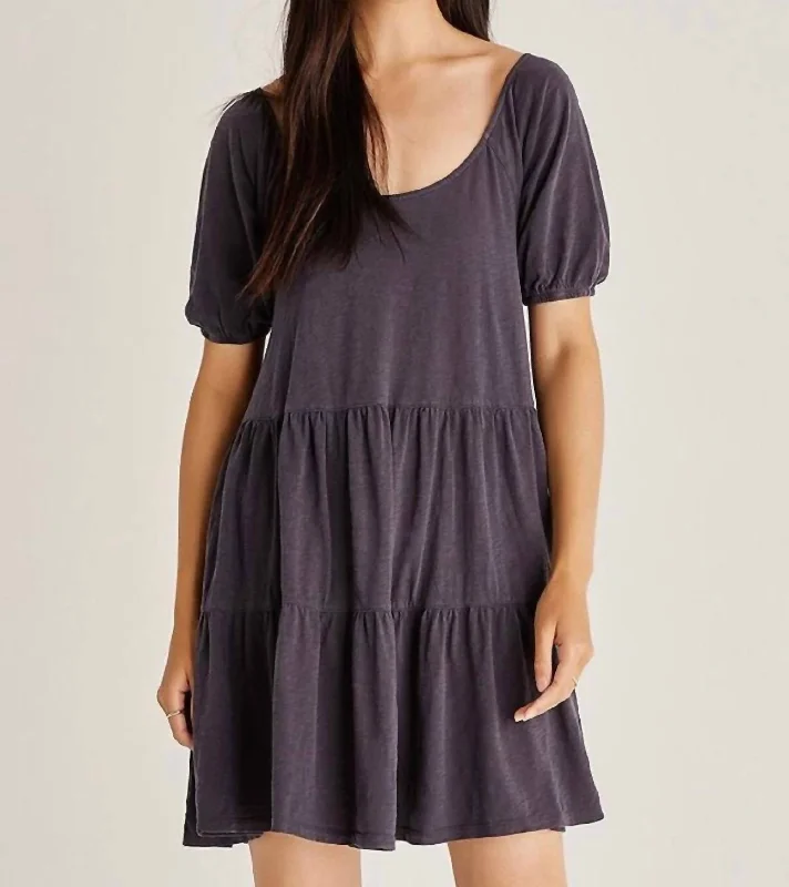 Fantastic Offers Ocean Tiered Slub Dress In Shadow