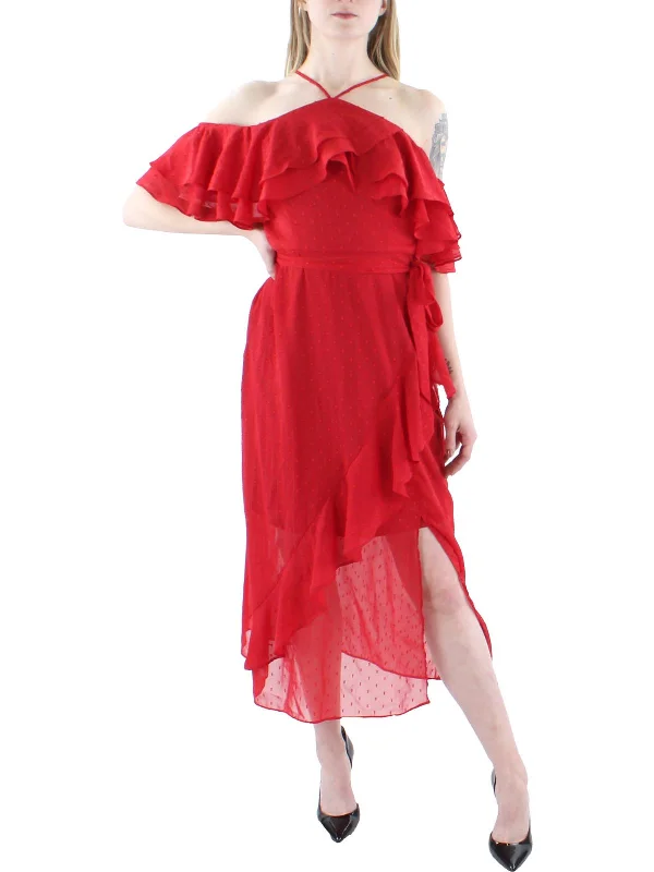 Huge Savings Womens Cold Shoulder Midi Cocktail and Party Dress