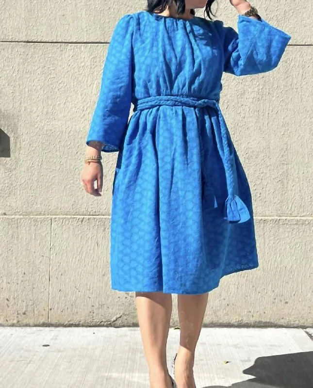 Incredible Offers Raglan Heart Eyelit Blue Dress