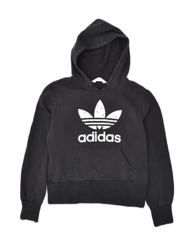 Lowest Price ADIDAS Womens Graphic Hoodie Jumper IT 46 Large Black Cotton