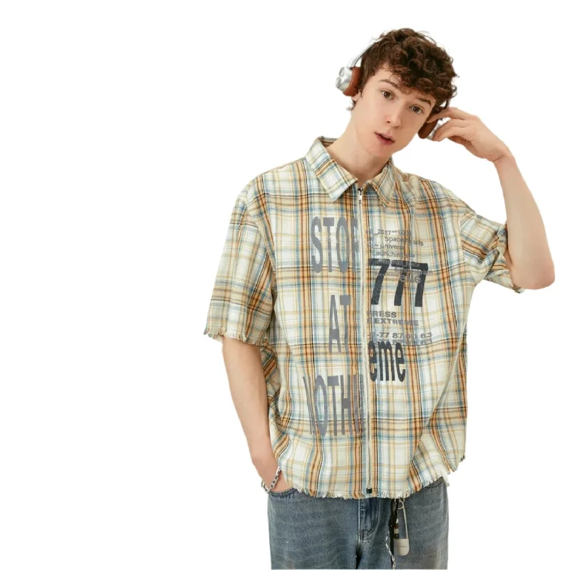 Shop and Save Short Sleeve Plaid Shirt