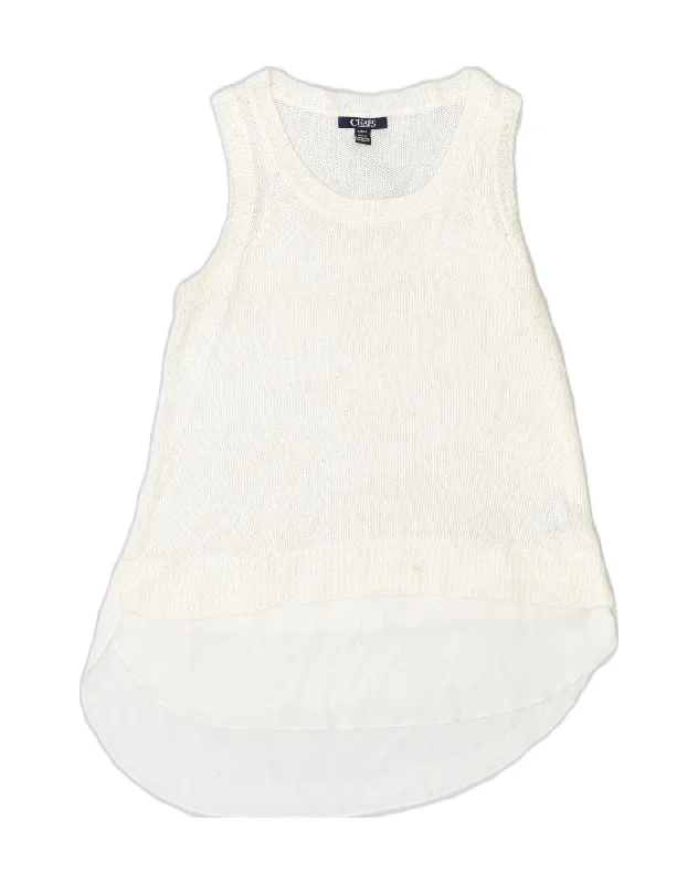 Midnight Madness CHAPS Womens Vest Tank Top UK 10 Small Off White Acrylic