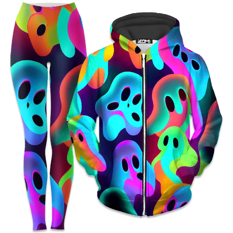 Clearance Sale Ghostly Zip-Up Hoodie and Leggings Combo