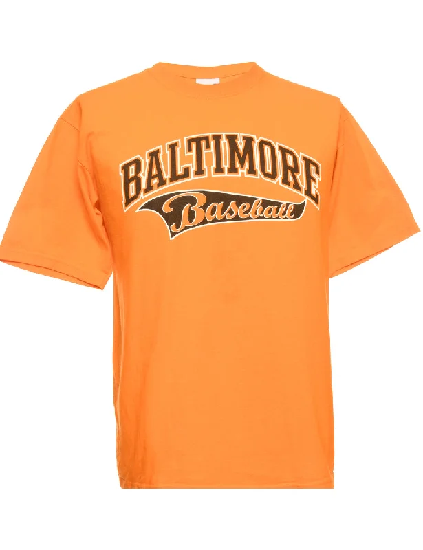 Overstock Orange Anvil Printed T-shirt - XL