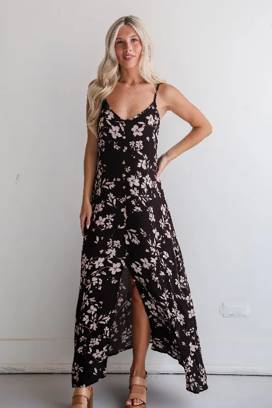 Bonus Savings FINAL SALE - Marvelously Darling Black Floral Maxi Dress