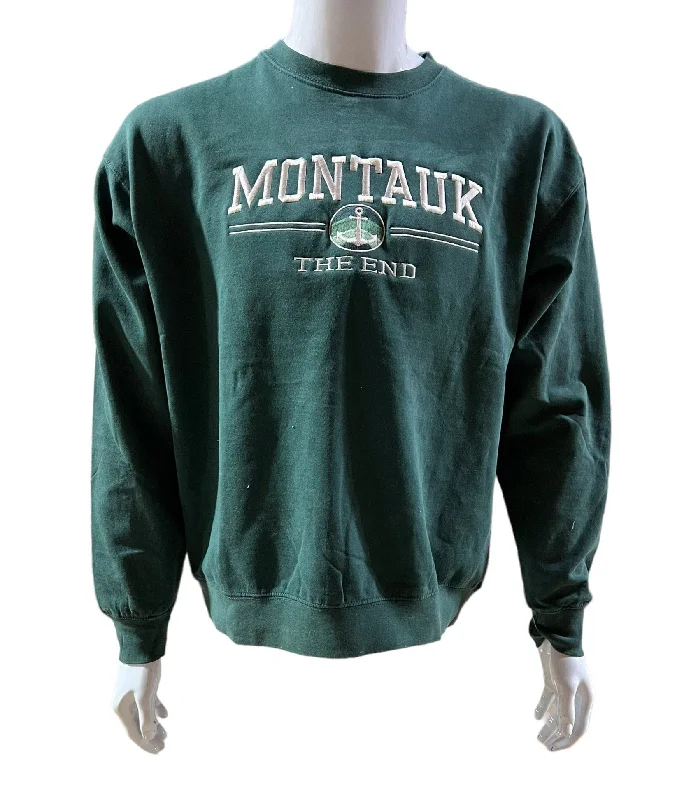 Limited Stock Adult Montauk The End Anchor Embroidered Pullover Crewneck Fleece