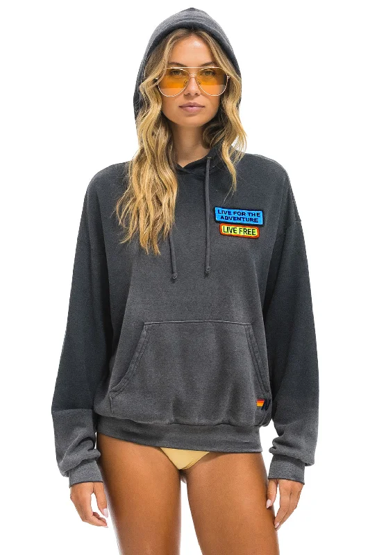 Reduced Prices LIVE FREE + ADVENTURE PATCH PULLOVER RELAXED HOODIE - FADED SMOKE