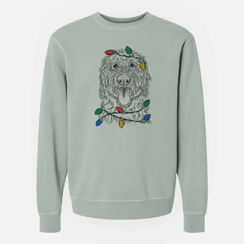 Instant Discount Christmas Lights Bennett the Doodle - Unisex Pigment Dyed Crew Sweatshirt