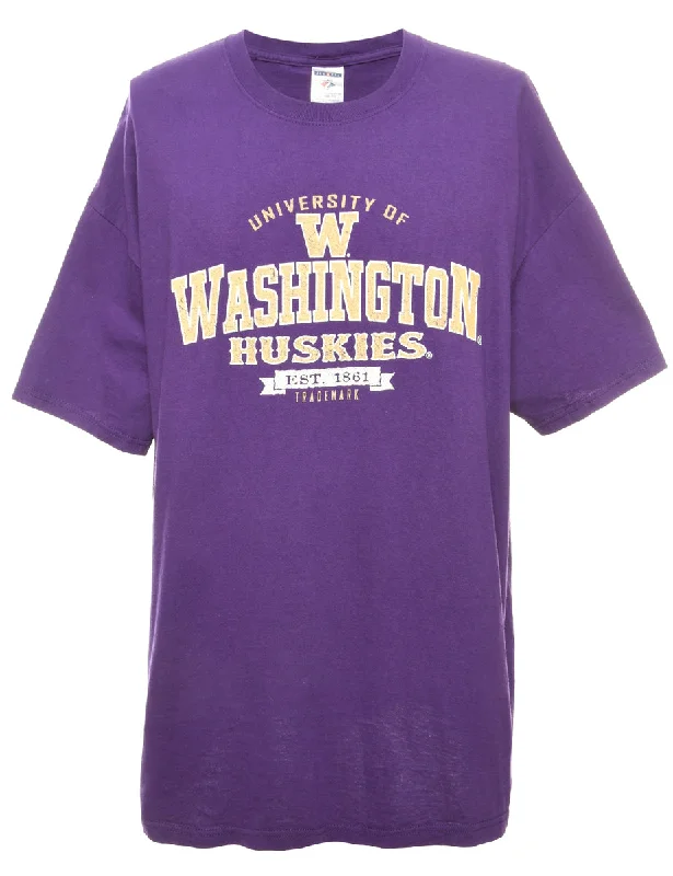 Hurry In Washington Huskies Printed T-shirt - M