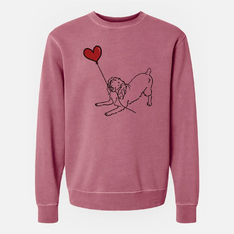 Limited Availability Boykin Spaniel Heart String - Unisex Pigment Dyed Crew Sweatshirt
