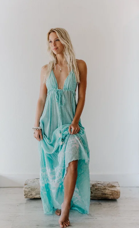Act Fast Zahara Light Teal Maxi Dress