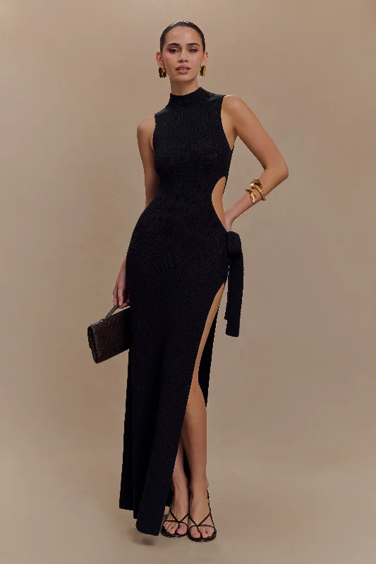 Discount Extravaganza Stephanie Cut Out Knit Maxi Dress - Black