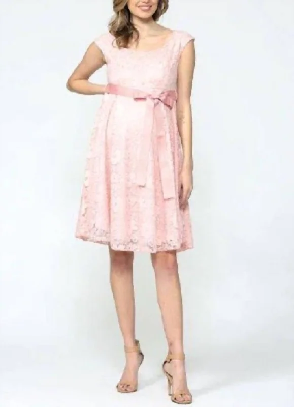 New Deals Libby Lace Cap Sleeve Maternity Dress In Pink