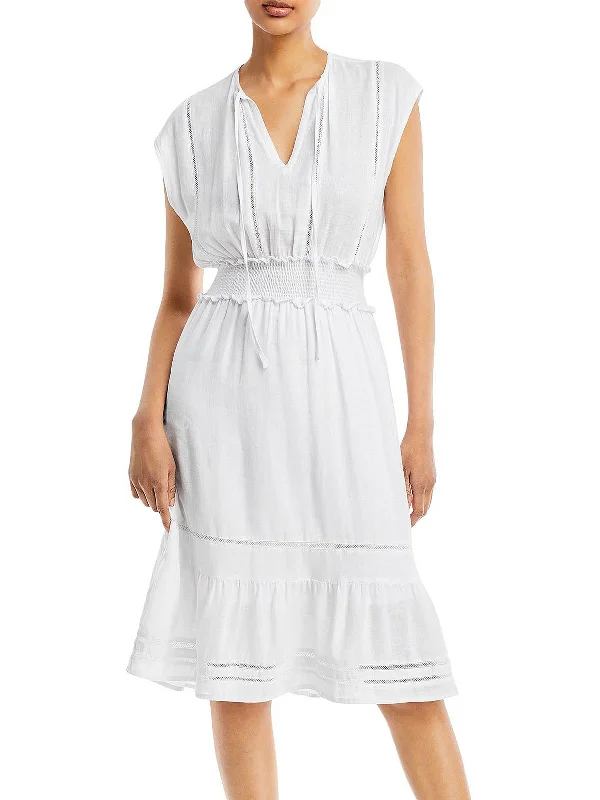Lowest Prices Ashlyn Womens Smocked Below Knee Midi Dress