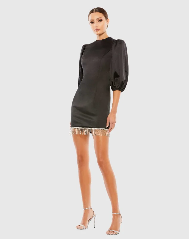 While Supplies Last Beaded Fringe Hem Mini Dress