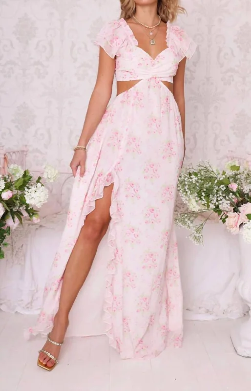 Huge Discounts Rosabelle Maxi Dress In Pink