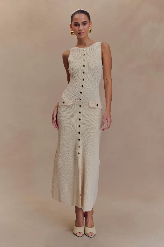 Act Now Sawyer Sleeveless Buttoned Maxi Dress - Ivory