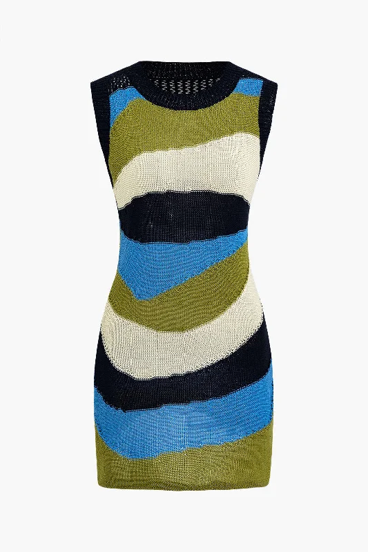Epic Deals Knit Contrast Tank Mini Dress