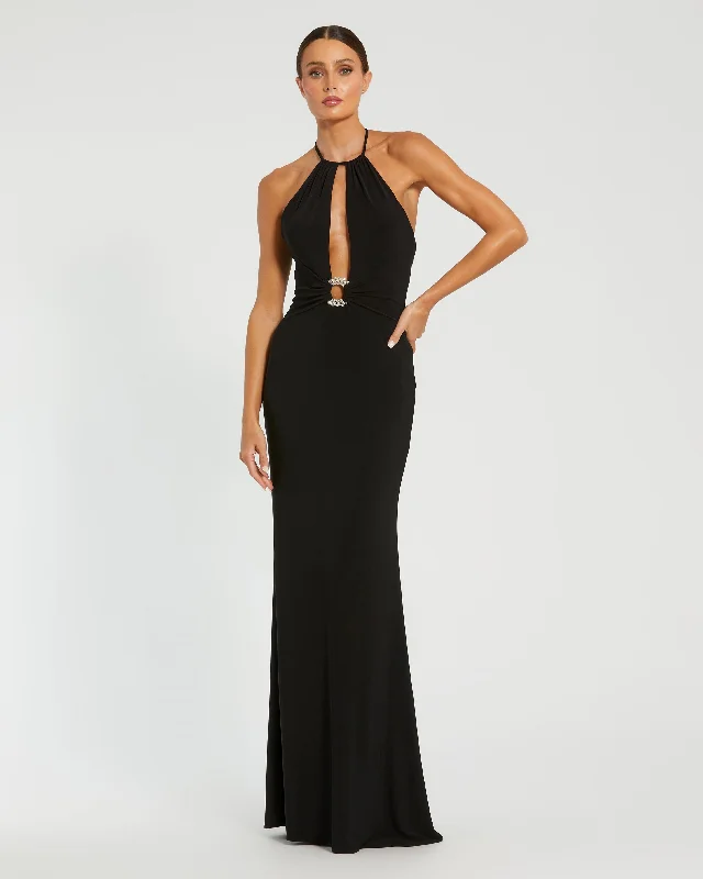 Exclusive Savings High Neck Cut Out Gown
