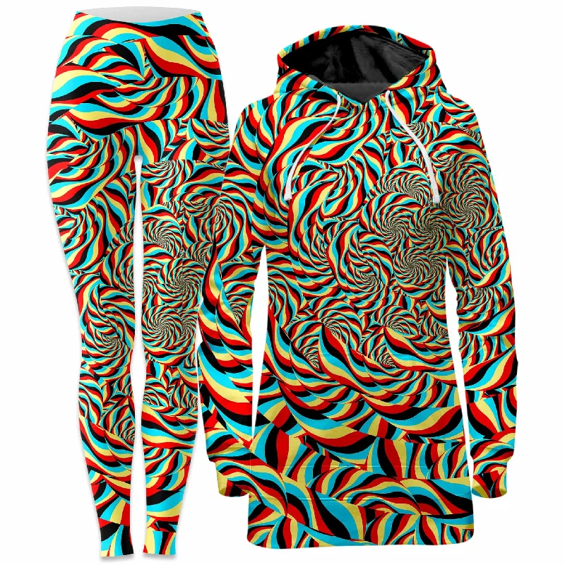 Exclusive Savings Trippy Swirl Hoodie Dress and Leggings Combo