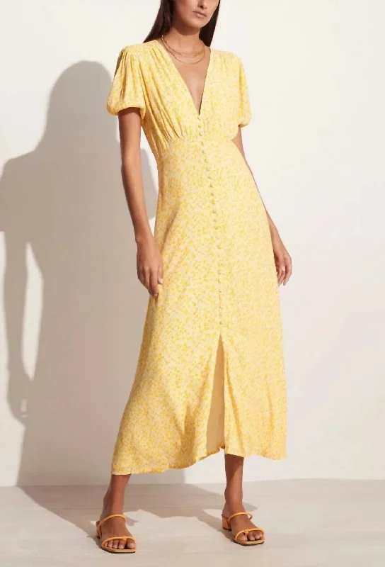 Friends and Family Sale Bellavista Midi Dress In Careyes Floral Marigold