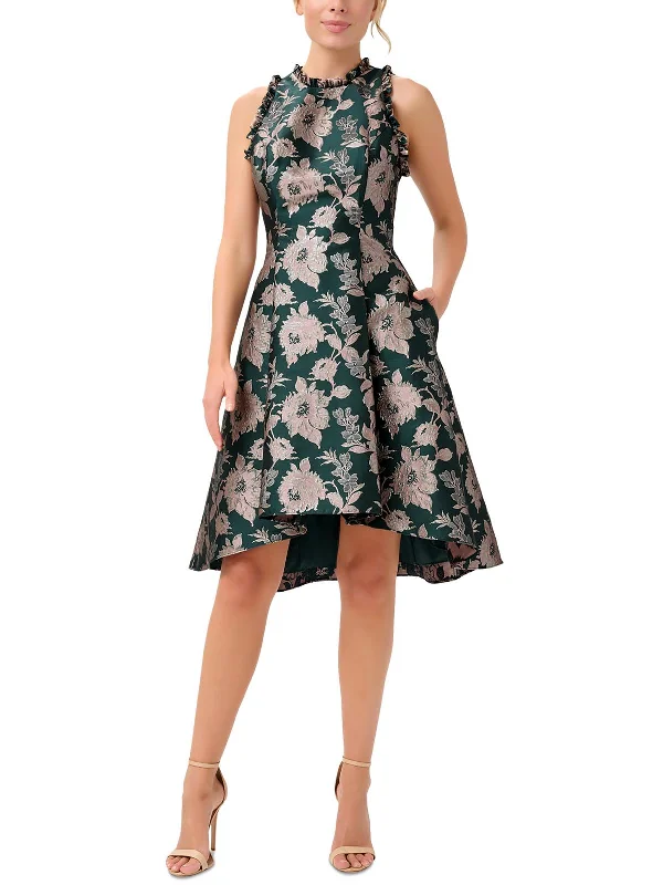 Discount Days Plus Womens Jacquard Floral Fit & Flare Dress