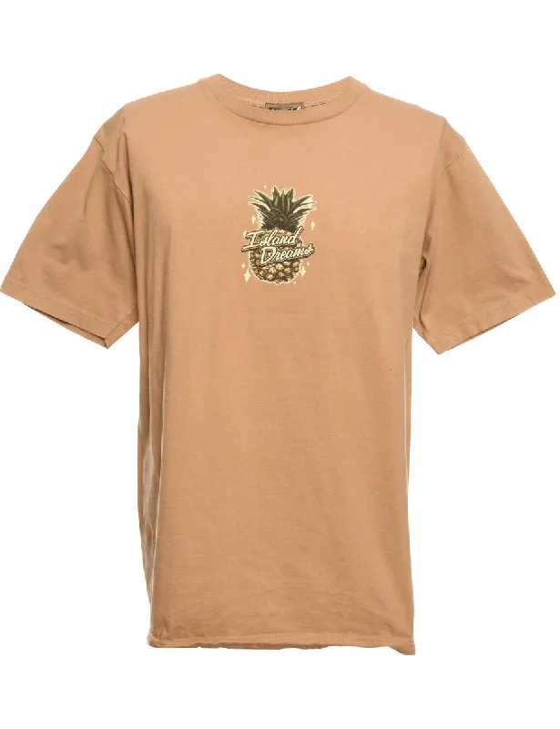 Extra Savings Brown Printed T-shirt - L