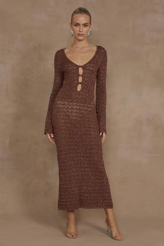 Don't Wait NYA MIDI DRESS - ESPRESSO